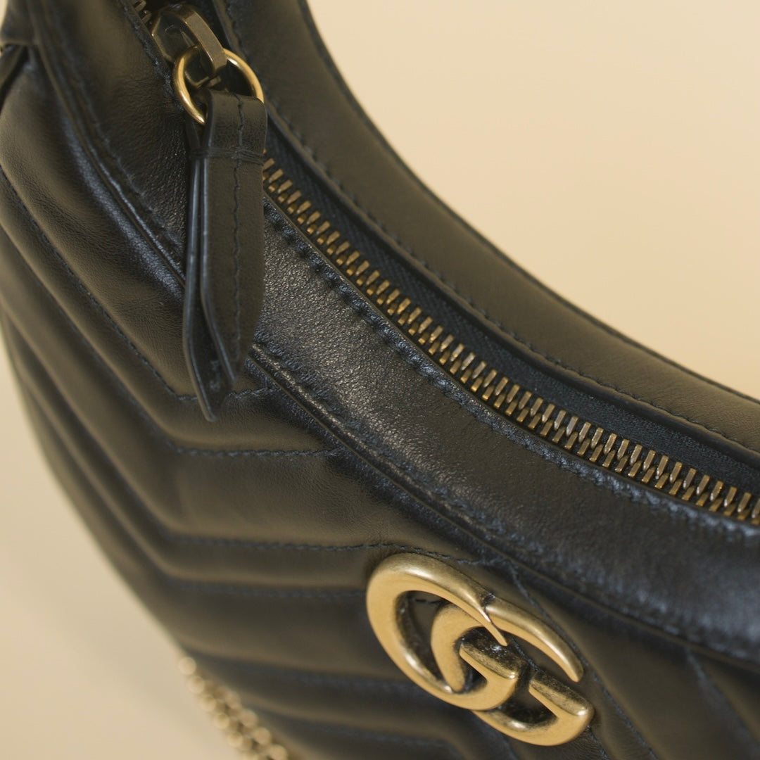 GUCCI GG MARMONT HALF MOON MINI SHOULDER BAG