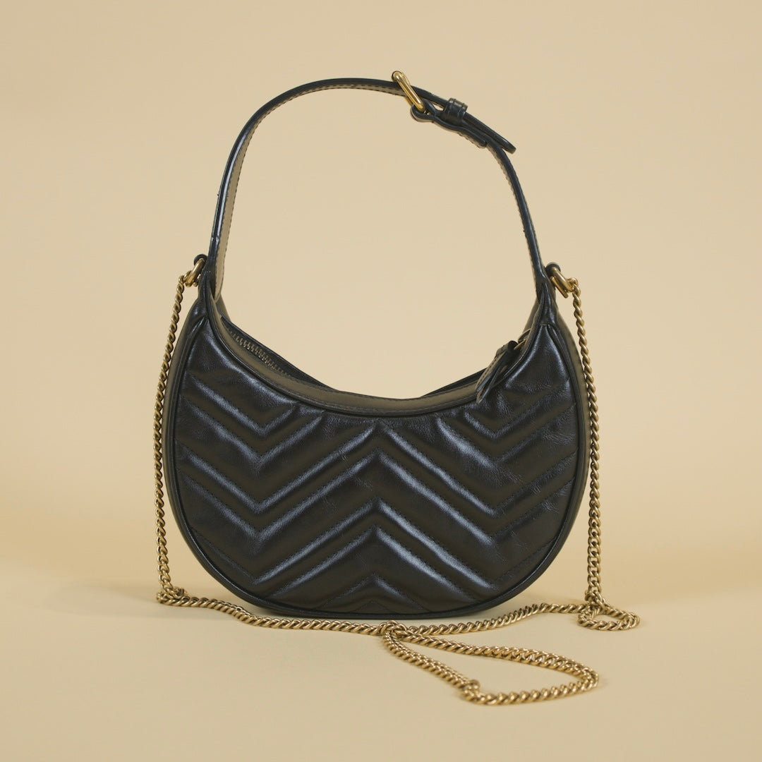 GUCCI GG MARMONT HALF MOON MINI SHOULDER BAG