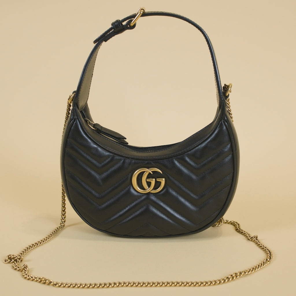 GUCCI GG MARMONT HALF MOON MINI SHOULDER BAG