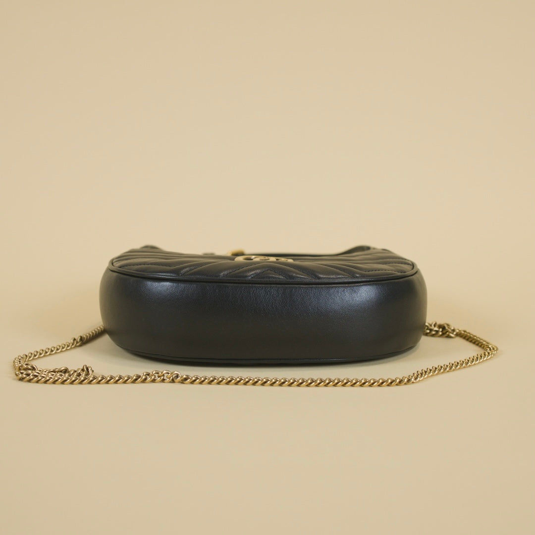 GUCCI GG MARMONT HALF MOON MINI SHOULDER BAG