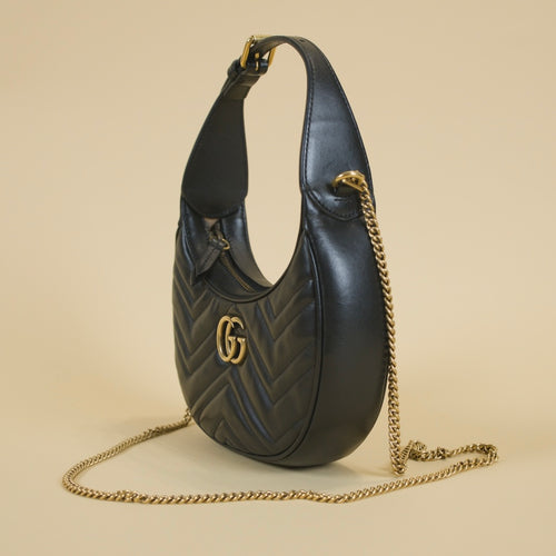 GUCCI GG MARMONT HALF MOON MINI SHOULDER BAG