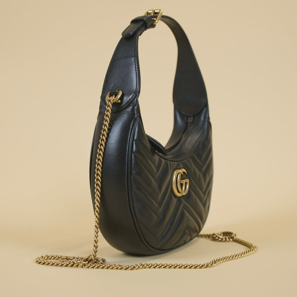 GUCCI GG MARMONT HALF MOON MINI SHOULDER BAG
