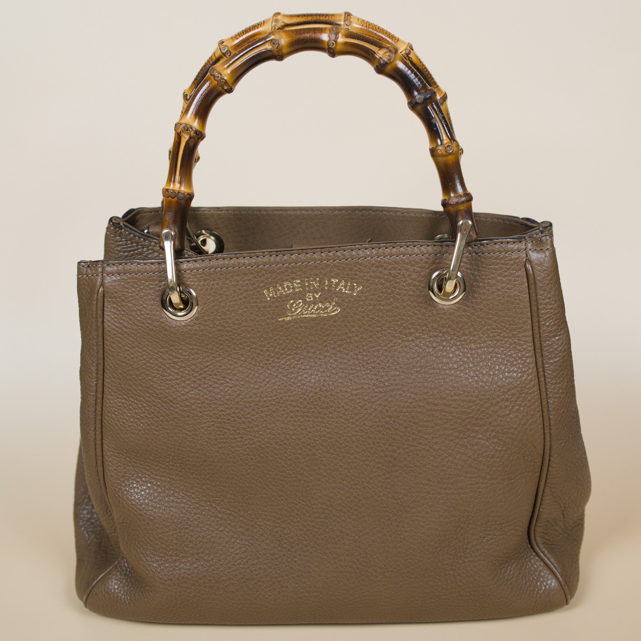 GUCCI SMALL CALFSKIN BAMBOO SHOPPER SATCHEL