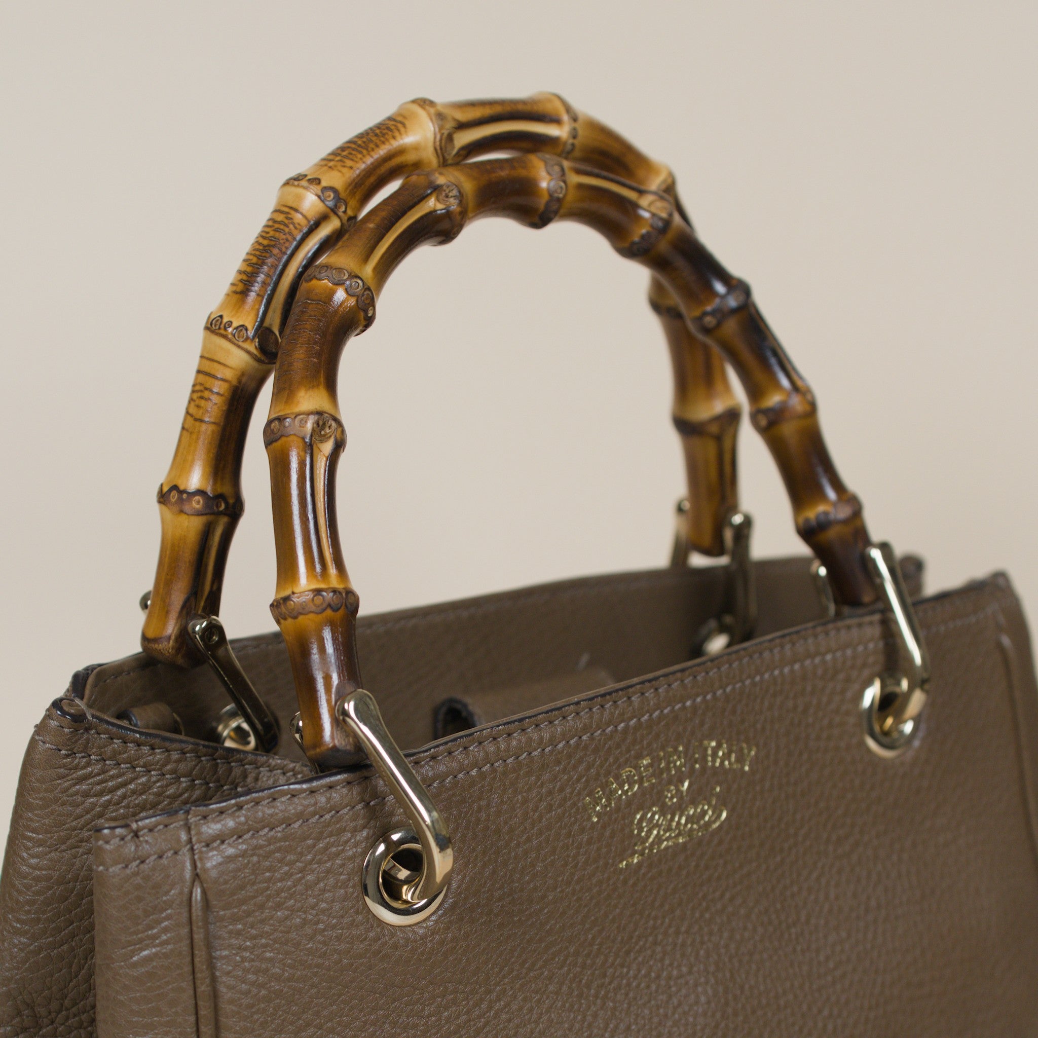 GUCCI SMALL CALFSKIN BAMBOO SHOPPER SATCHEL