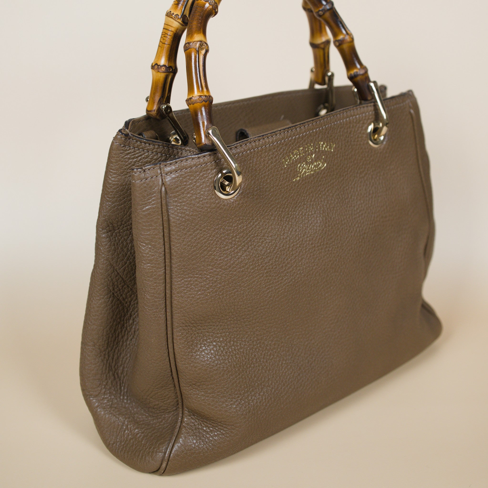 GUCCI SMALL CALFSKIN BAMBOO SHOPPER SATCHEL