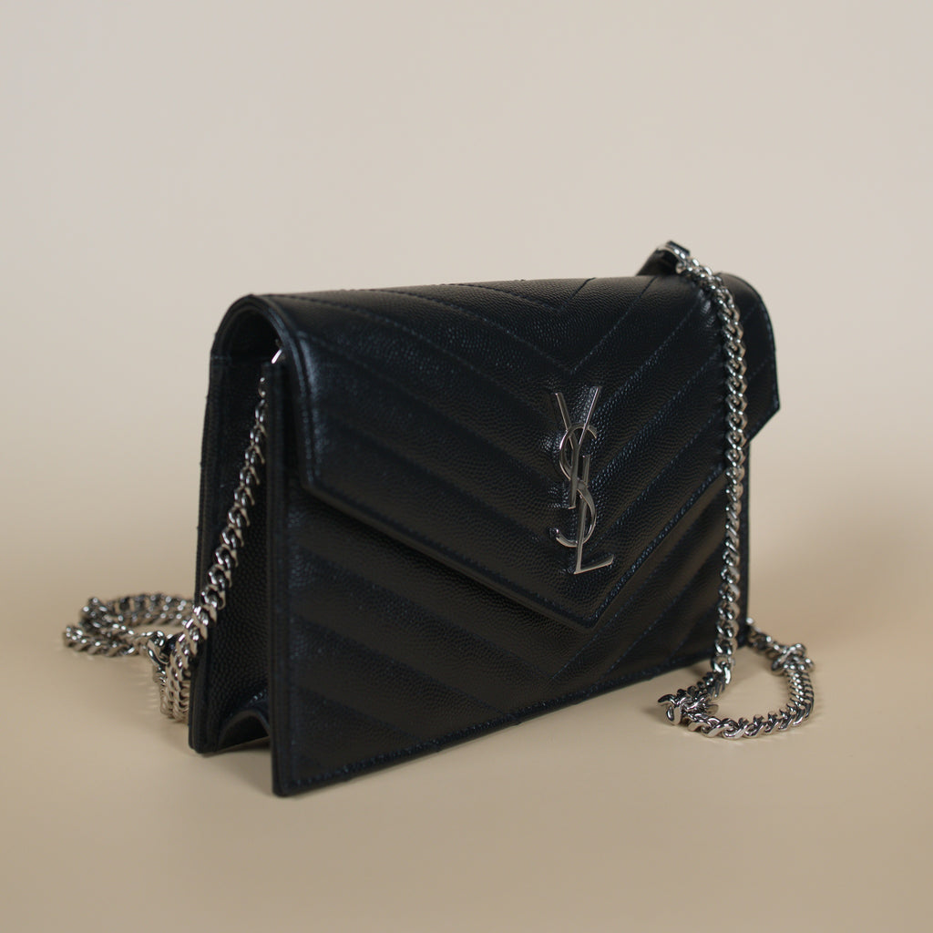 SAINT LAURENT CASSANDRE ENVELOPE CHAIN WALLET